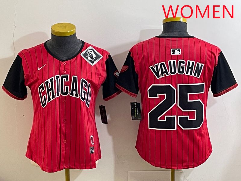 Women 2025 Chicago White Sox #25 Vaughn Red Joint Name Nike MLB Jersey style 30